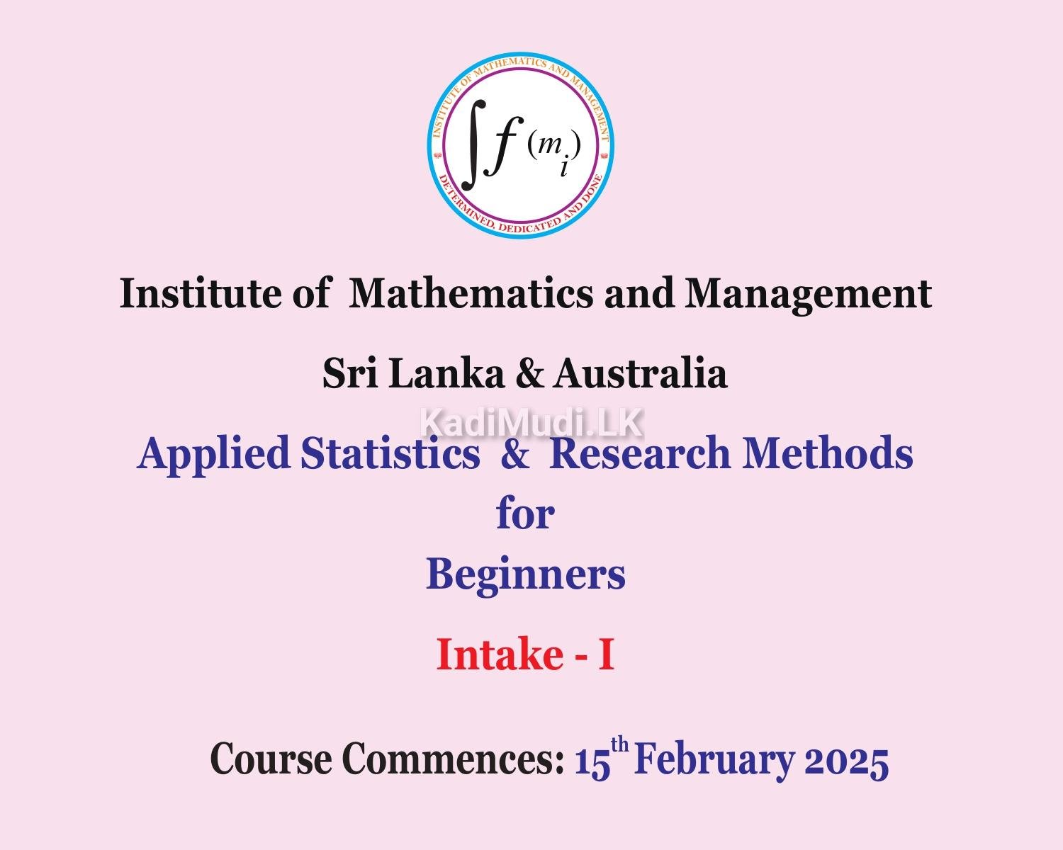 Applied Statistics and Research Methods