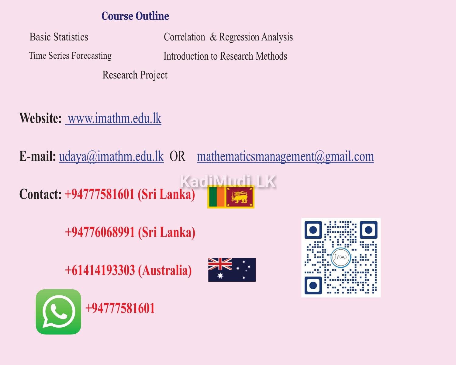 Applied Statistics and Research Methods