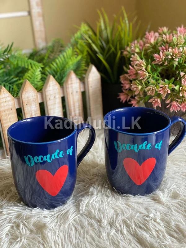 Dark Blue “Decade in Love” Couple Mugs